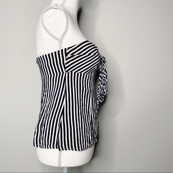 Nanette Lepore Silk striped twist strapless top - Picture 3 of 7